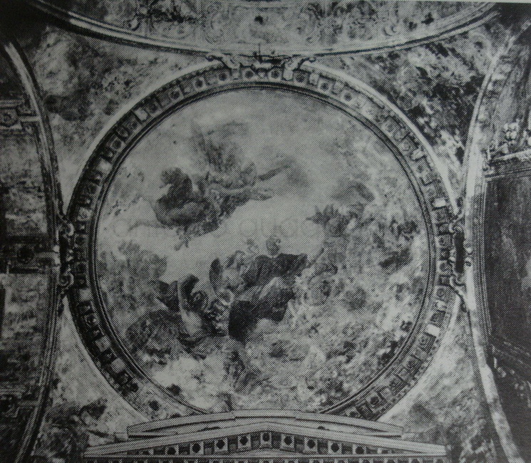 La cupola della chiesa di S. Alessandro a Milano - fotografia d'epoca del dipinto rovinato dall'incendio